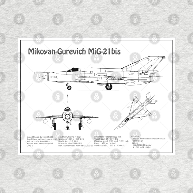 Mikoyan-Gurevich MiG-21 bis Fishbed Fighter - BD by SPJE Illustration Photography